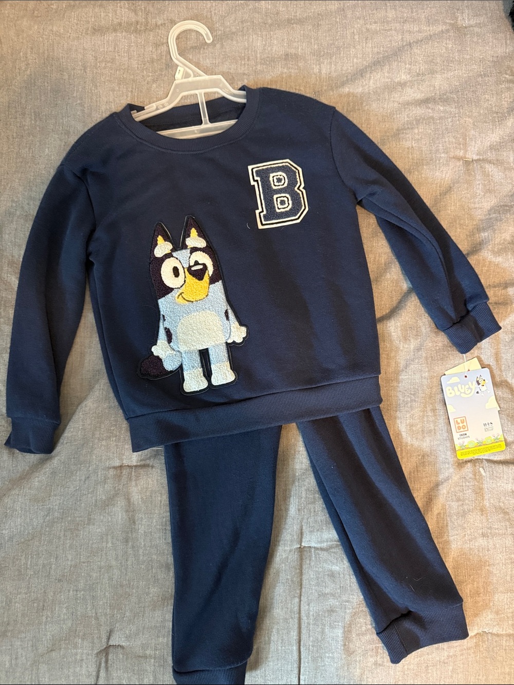 Kids Navy Blue Cartoon Pullover Pajama Set - 'B' Patch